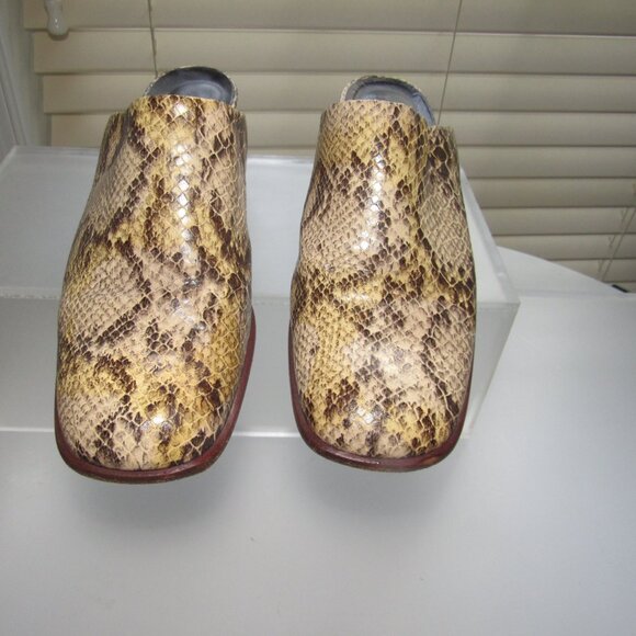 Brunella Made in Italy Snakeskin Print Leather Mules 38.5 (US 8) | Vintage Boho - Picture 3 of 9